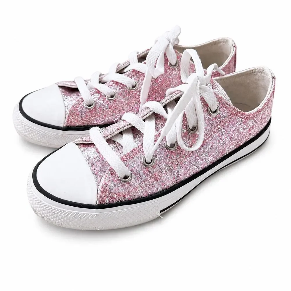 Converse Chuck Taylor All Star Low Sparkle Pink Sneakers Kids J1